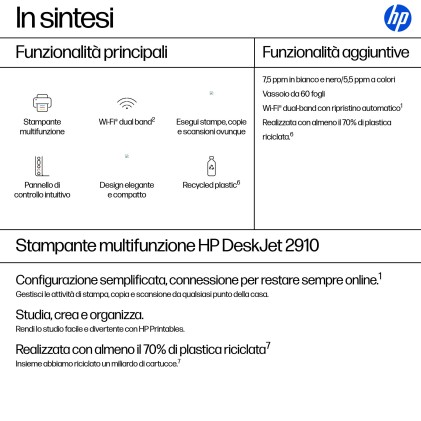 HP DeskJet 2910 Wireless All-in-One Colore Stampante